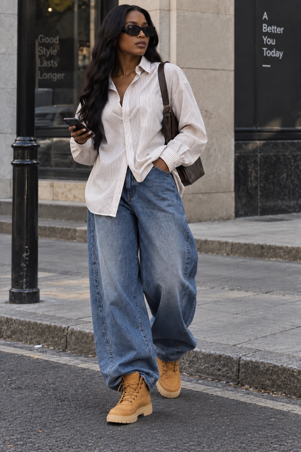 & DENIM WIDE LEG JEANS - UK 8