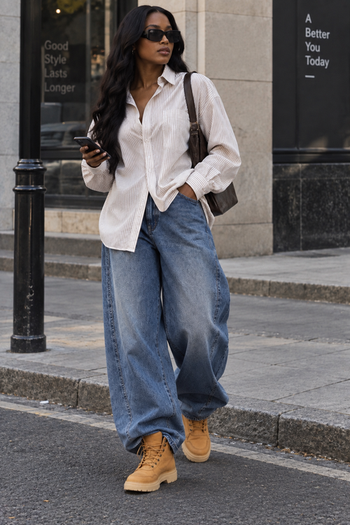 & DENIM WIDE LEG JEANS - UK 8