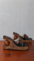 STEVE MADDEN WOODEN PLATFORM WEDGE - UK 6 - EU 39 0PEN