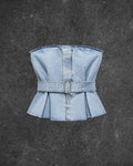 ZARA CORSET DENIM TOP - UK 12