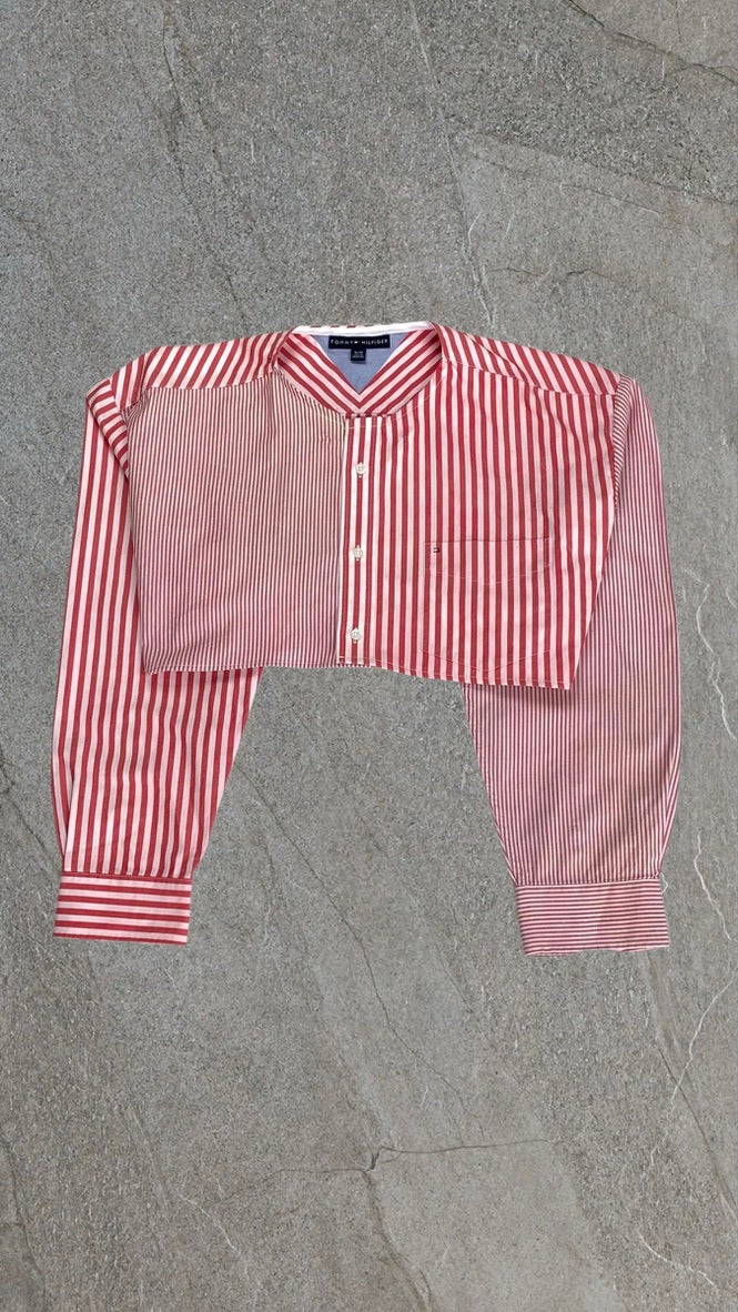TOMMY HILFIGER TWO TONED BAGGY CROPPED SHIRT - UK XL
