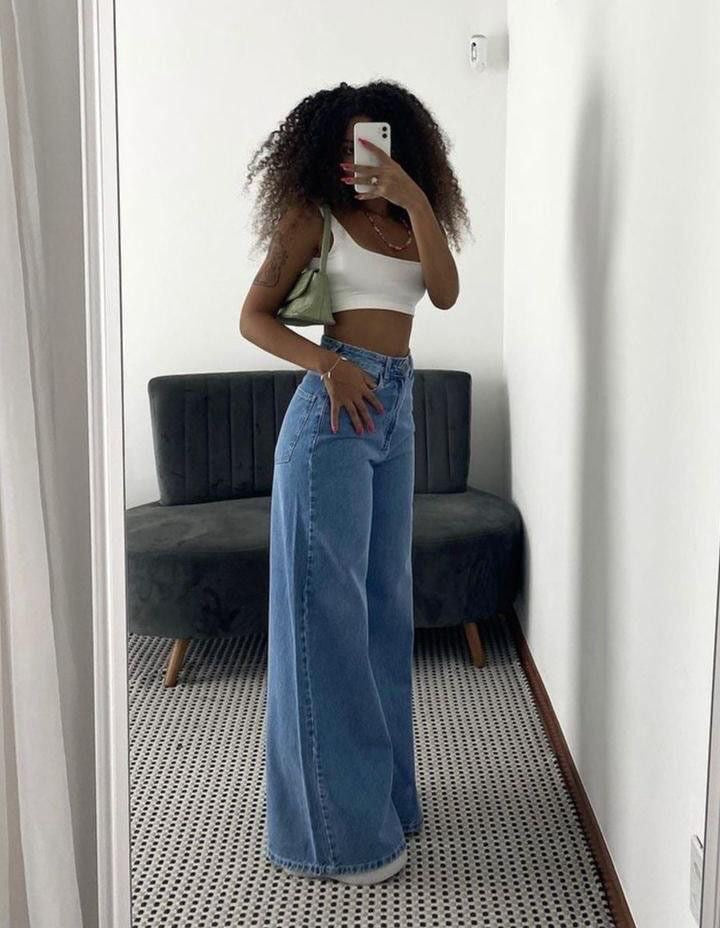 & DENIM WIDE LEG JEANS - UK 10