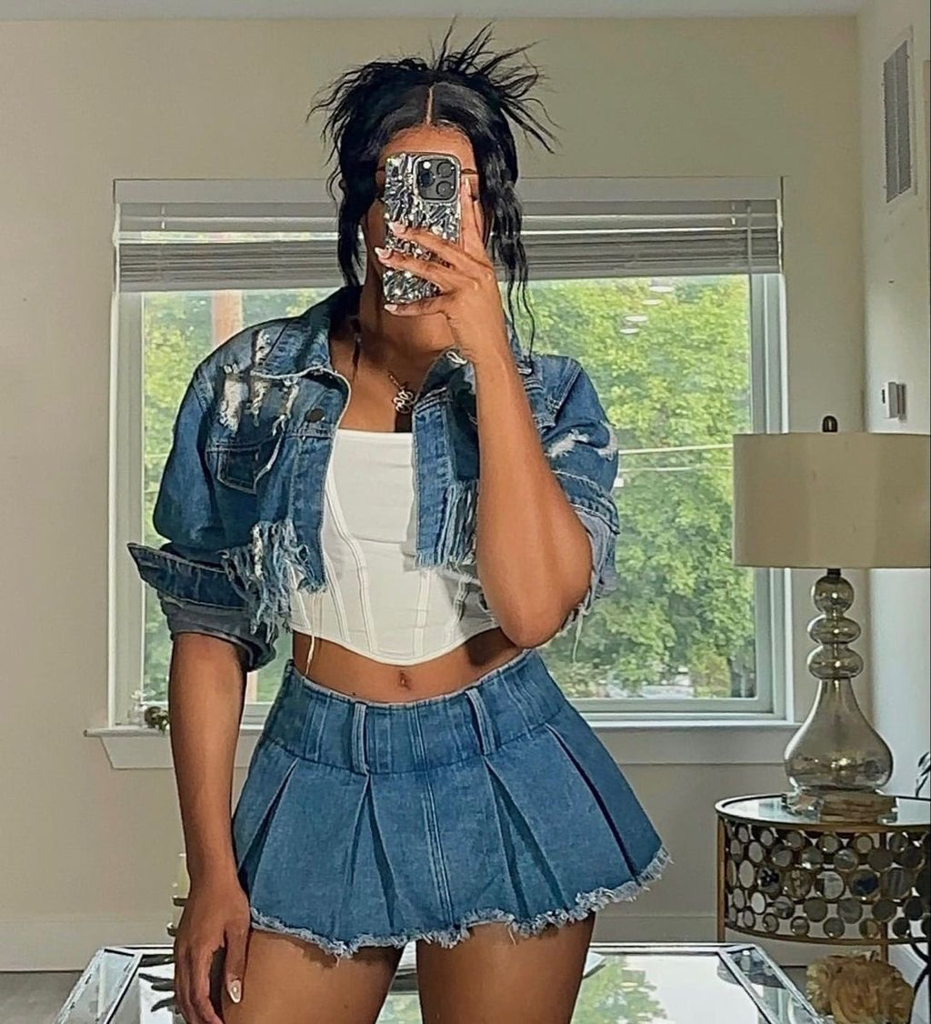 Y2K DENIM SKIRT - UK 8