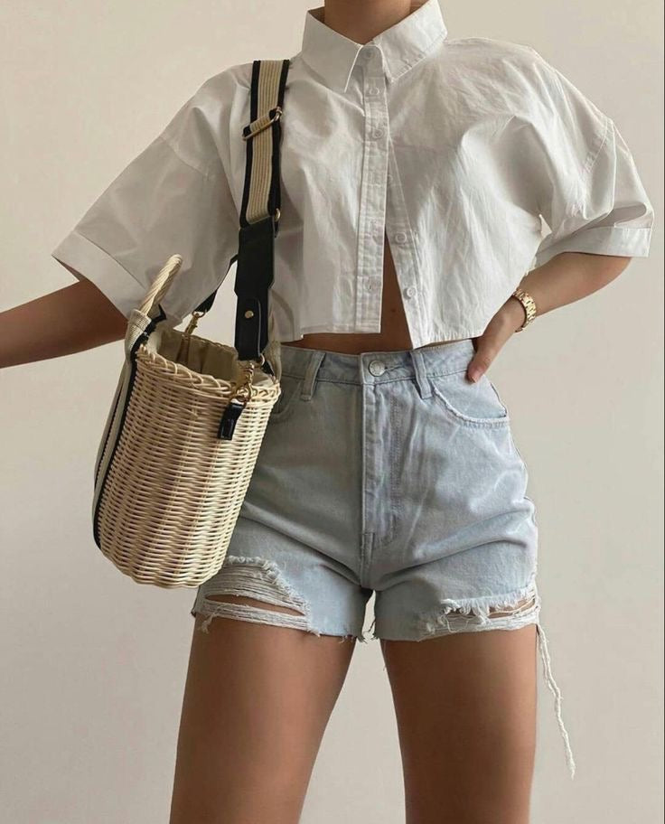 YVES SAINT LAURENT (YSL) BAGGY CROPPED SHIRT