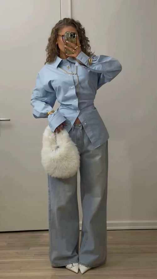 BERSHKA  WIDE LEG JEANS - UK 12