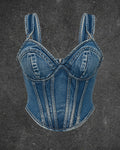ZARA CORSET DENIM TOP - UK 12