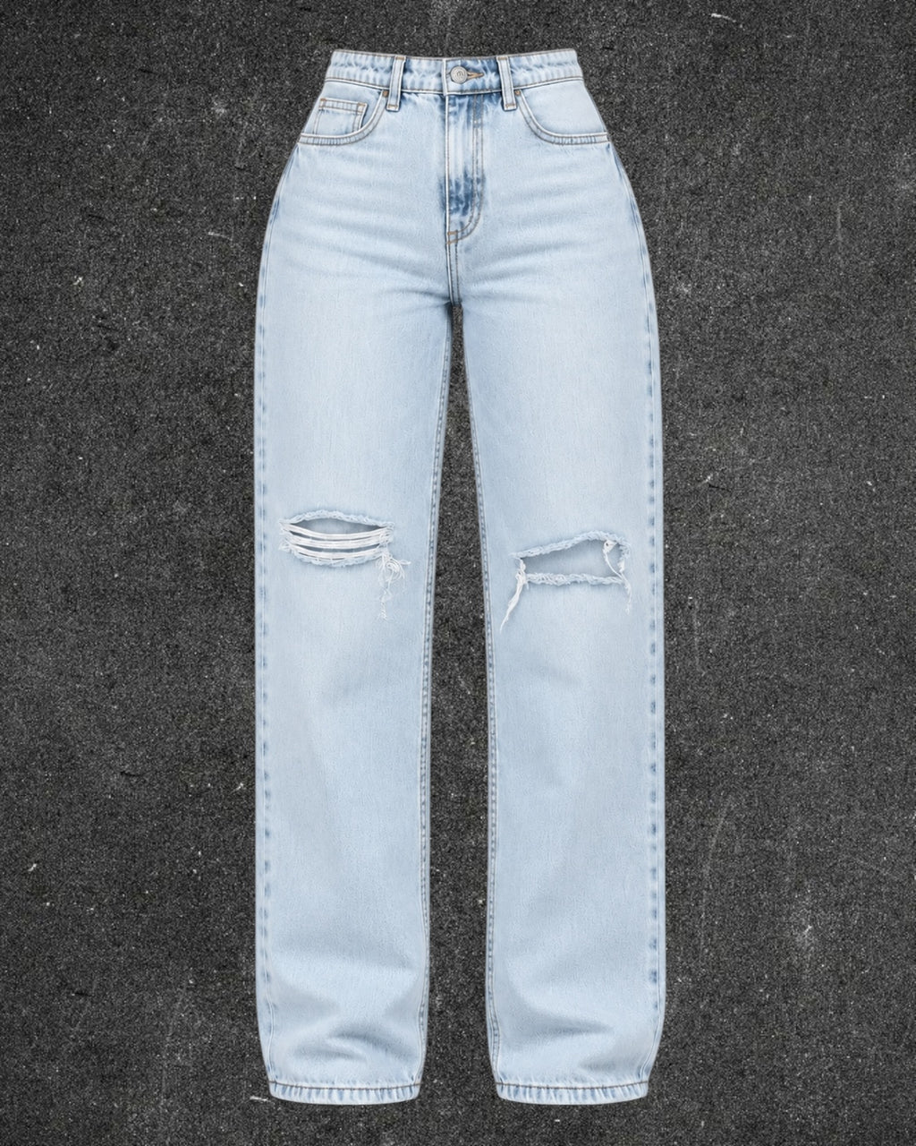FB SISTERS RIPPED KNEE STRAIGHT LEG JEANS - UK 4