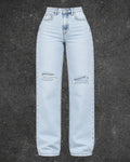 FB SISTERS RIPPED KNEE STRAIGHT LEG JEANS - UK 4