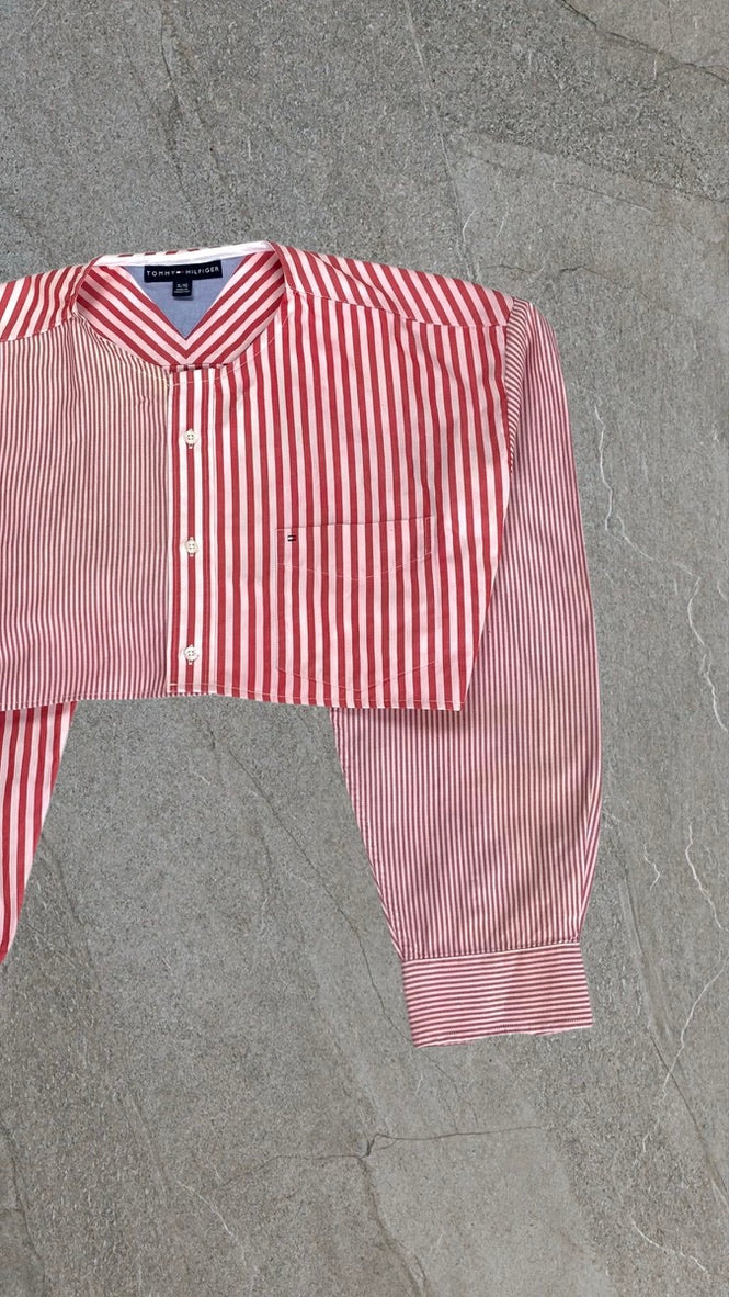 TOMMY HILFIGER TWO TONED BAGGY CROPPED SHIRT - UK XL