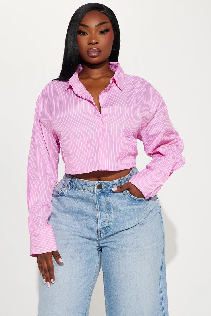 POLO BY RALPH LAUREN BAGGY CROPPED SHIRT - UK 14