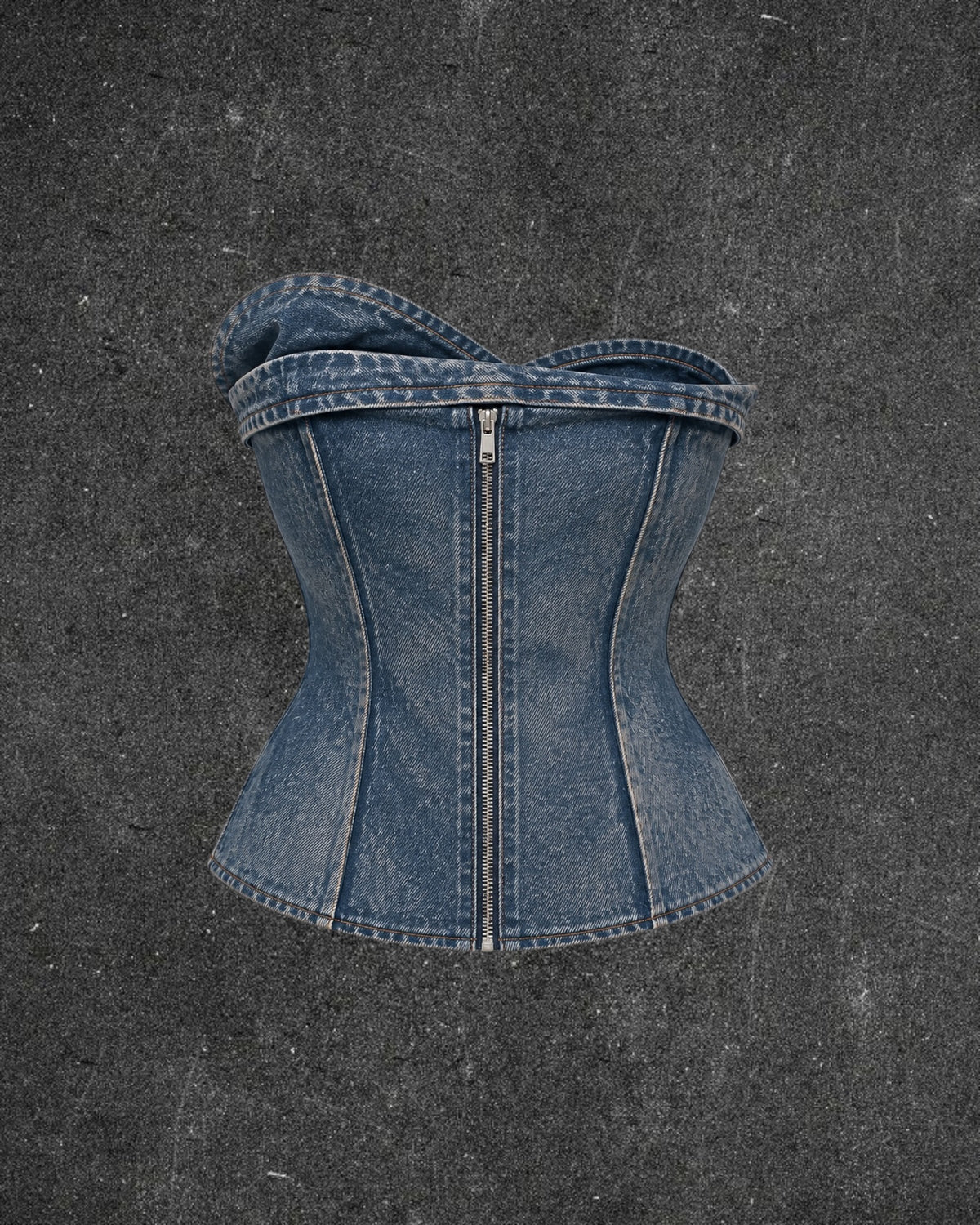 ZARA CORST DENIM TOP - UK 12