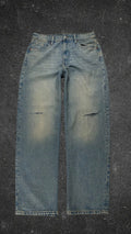 & DENIM SUPER BAGGY MID WAIST STRAIGHT LEG JEANS - UK 10