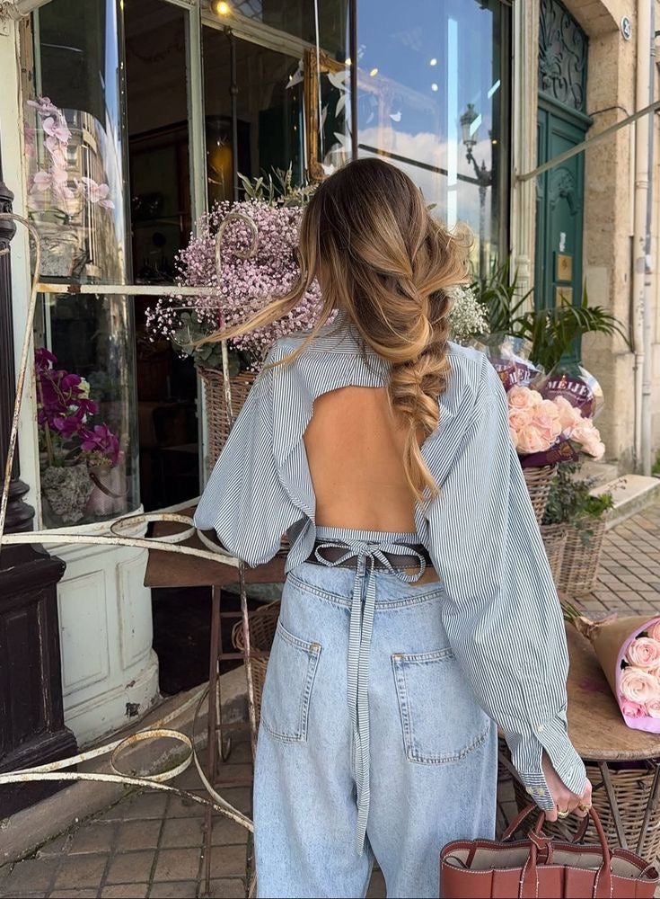 JOS.A.BANK REWORK BAGGY CROPPED SHIRT - UK 14