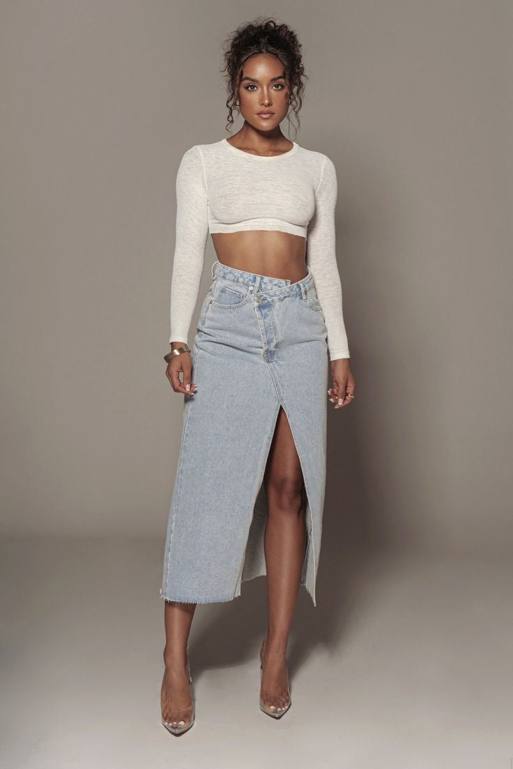 ZARA ASYMMETRIC DENIM SKIRT - UK 10