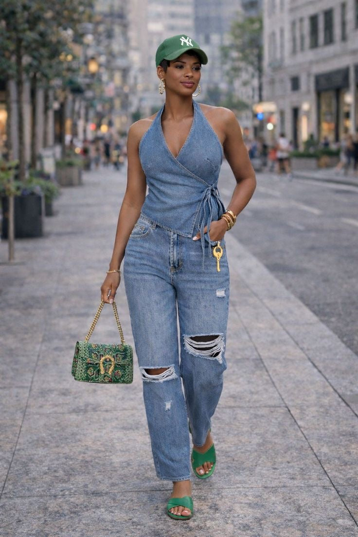 ZARA DENIM TOP - UK 10 - 12