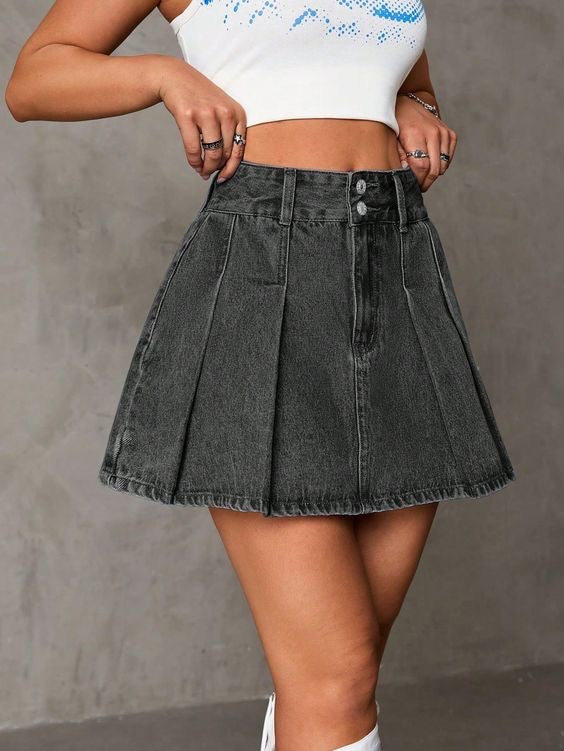 DENIM CO PLEATED SHORT SKIRT - UK 6