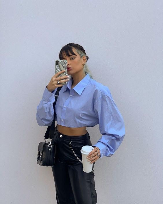 TOMMY HILFIGER BAGGY CROPPED LONG SLEEVED SHIRT