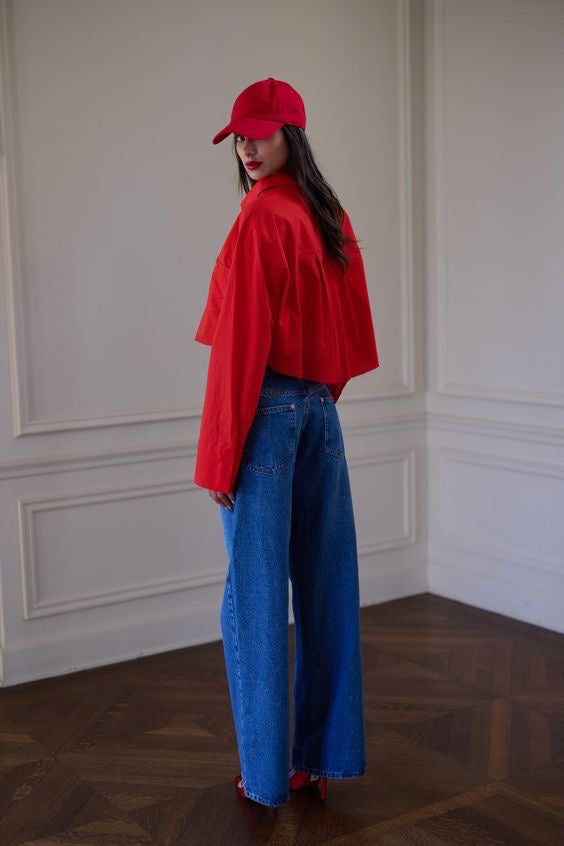 RALPH LAUREN BAGGY CROPPED LONG SLEEVED SHIRT