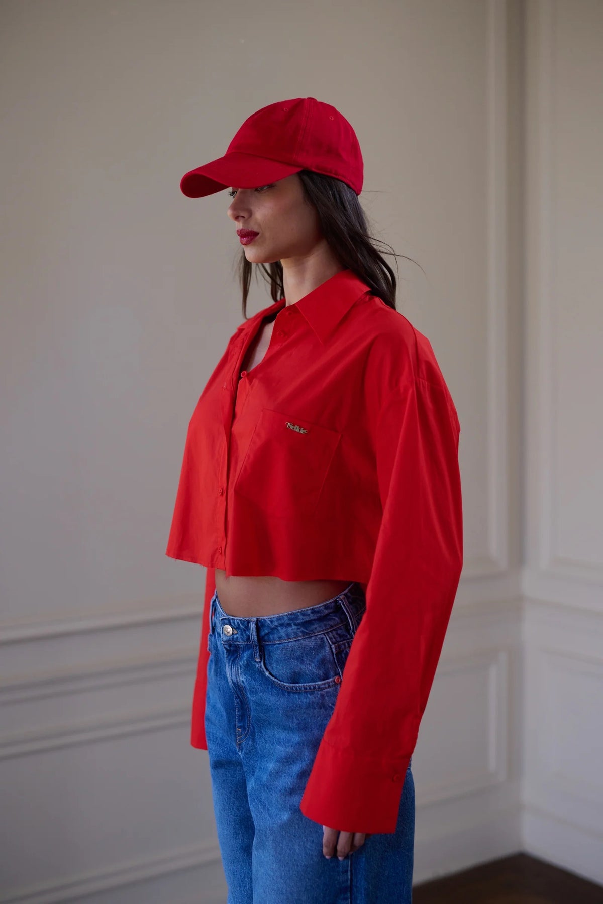 RALPH LAUREN BAGGY CROPPED LONG SLEEVED SHIRT