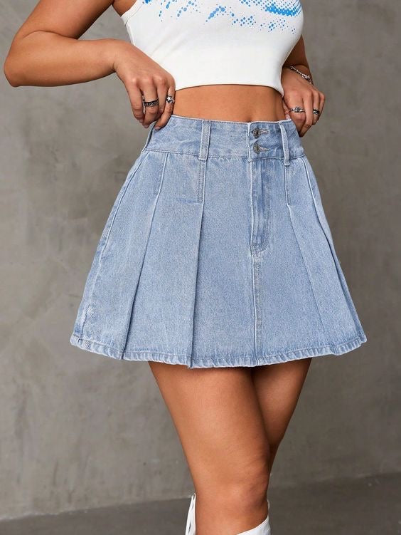 DENIM CO PLEATED SHORT SKIRT - UK 12