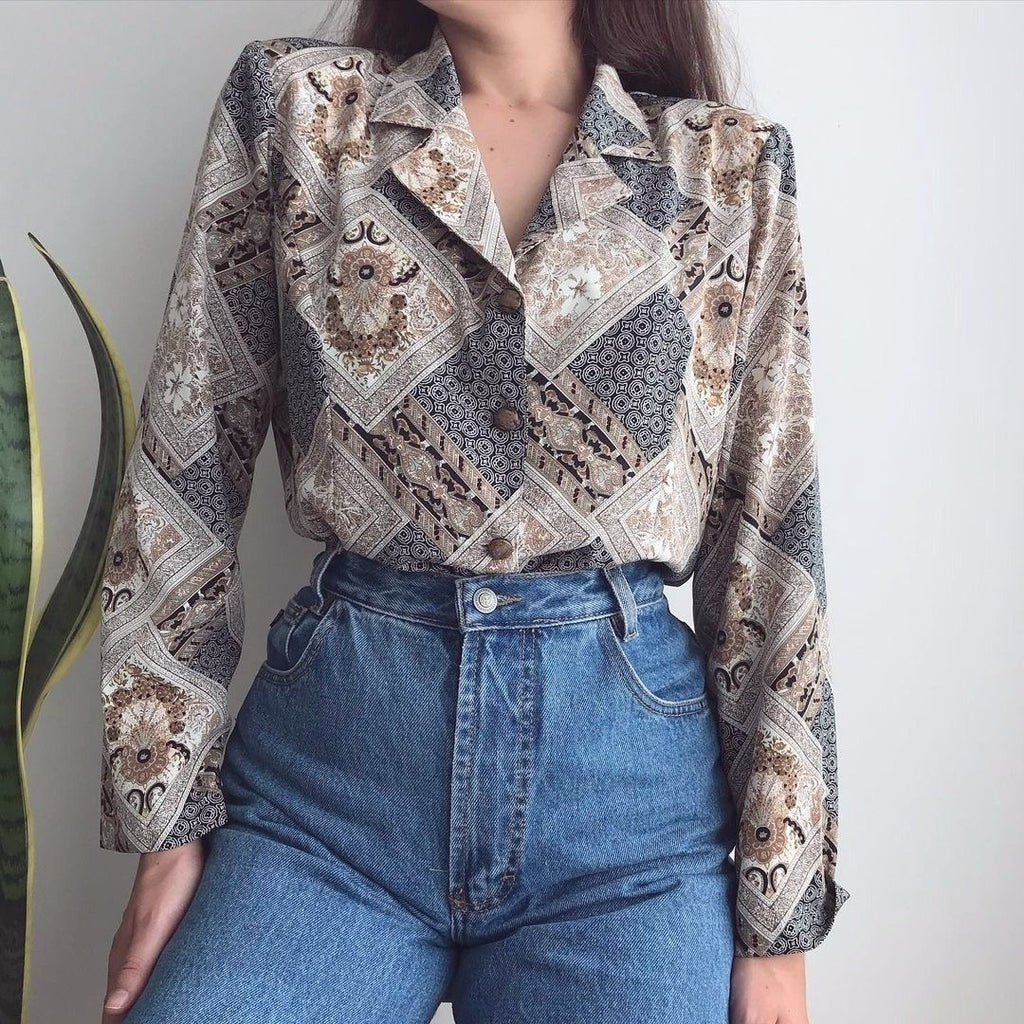 UNTAGGED BUTTON UP VINTAGE SHIRT - UK 10