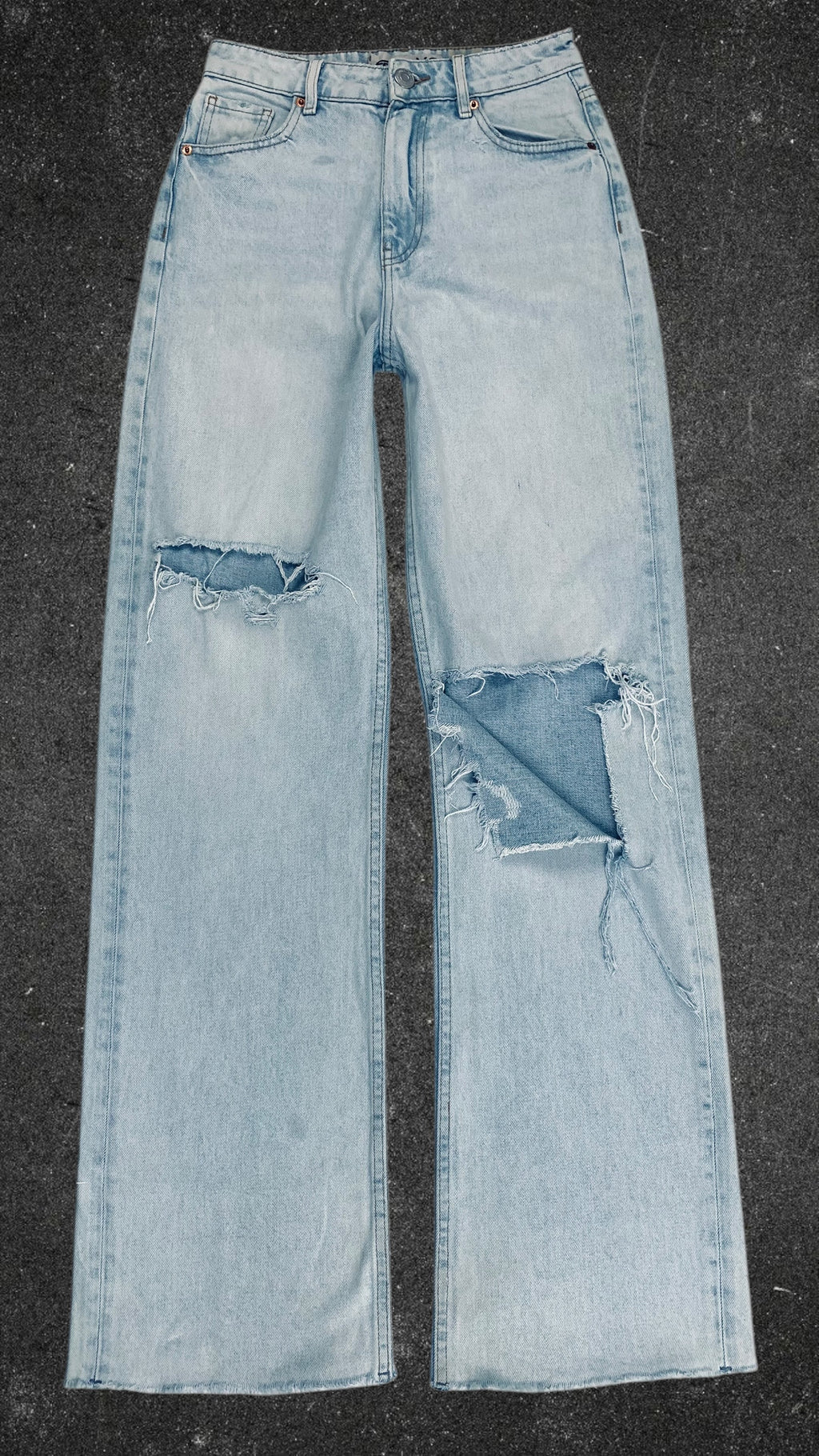 FB SISTER KNEE RIPPED WIDE LEG JEANS - UK 8
