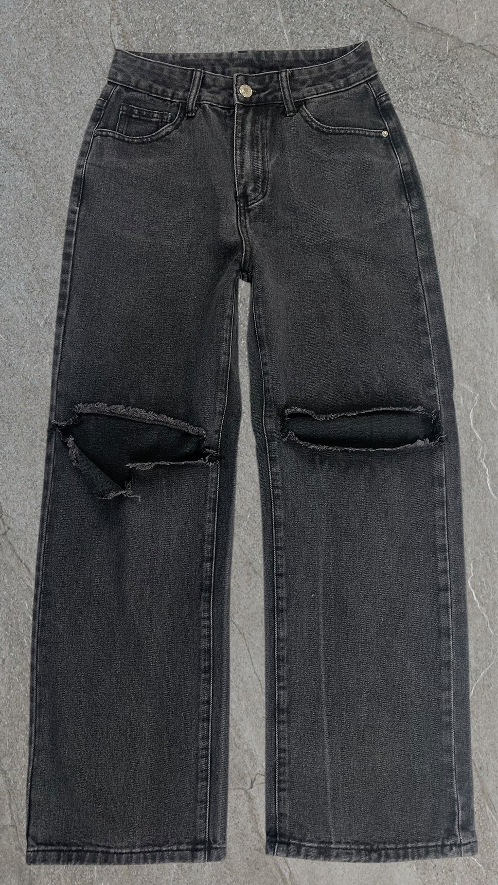 SHEIN KNEE RIPPED WIDE LEG JEANS - UK 8