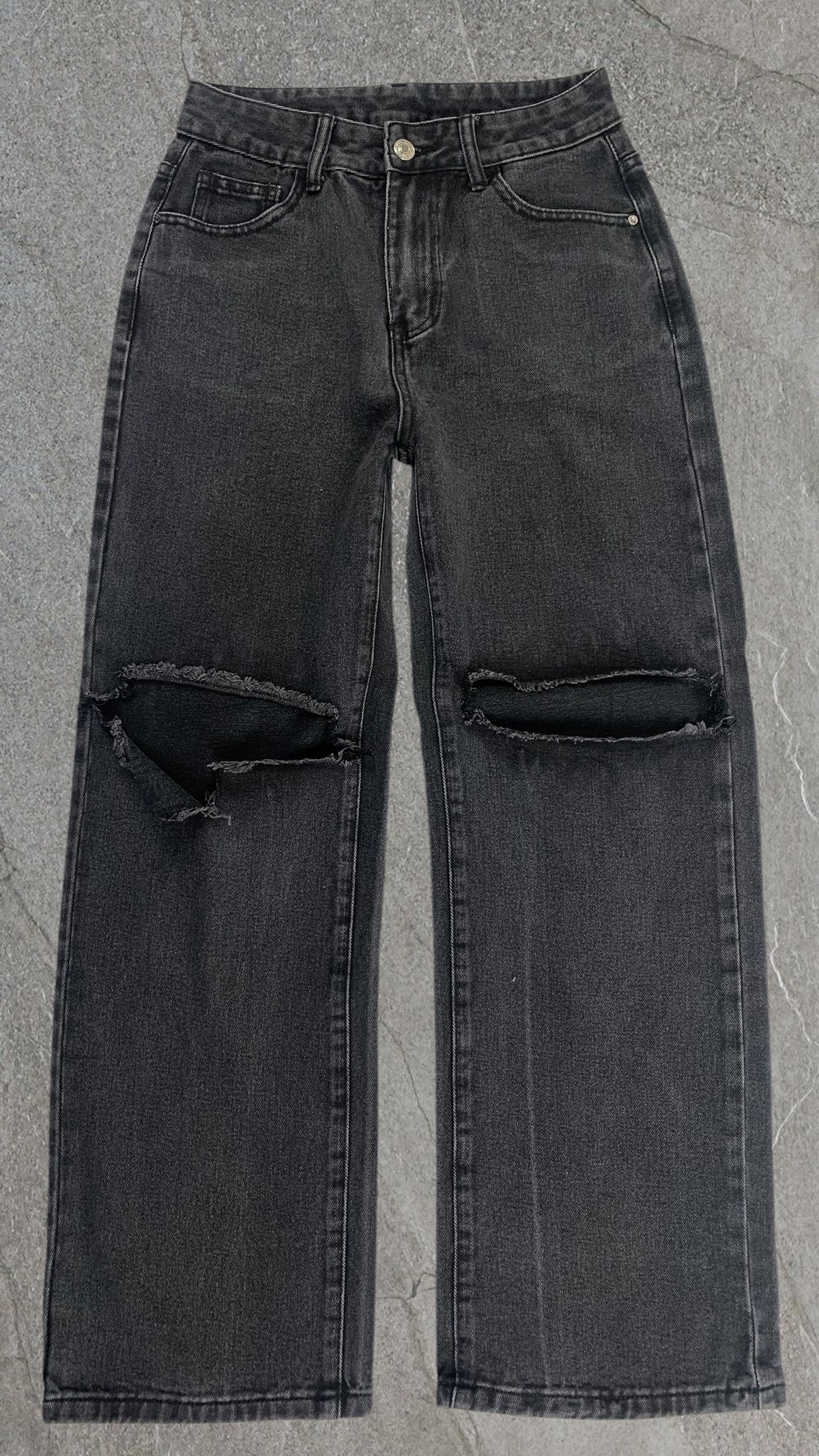 SHEIN KNEE RIPPED WIDE LEG JEANS - UK 8