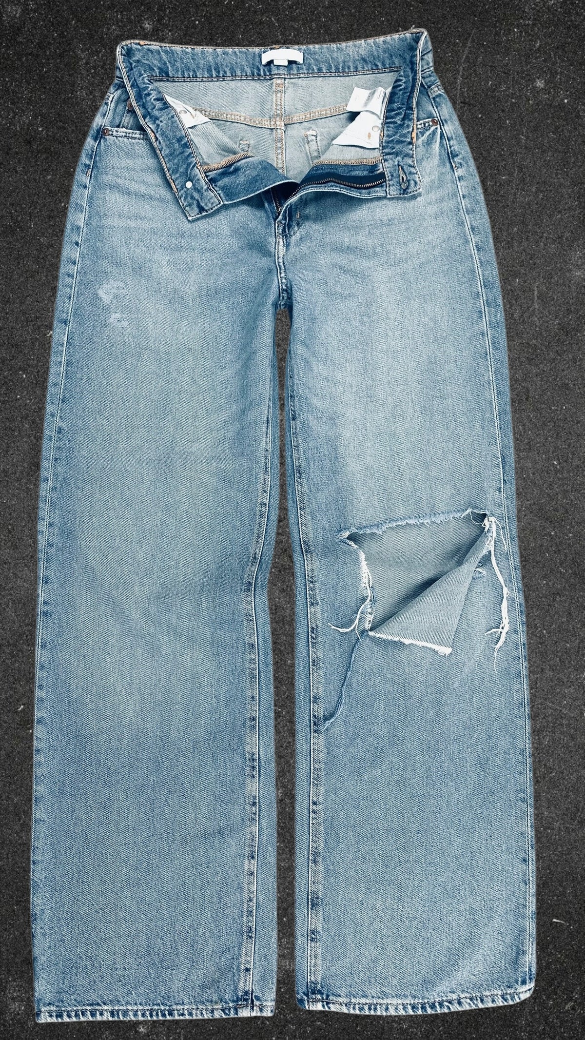 H&M KNEE RIPPED WIDE LEG JEANS - UK 12