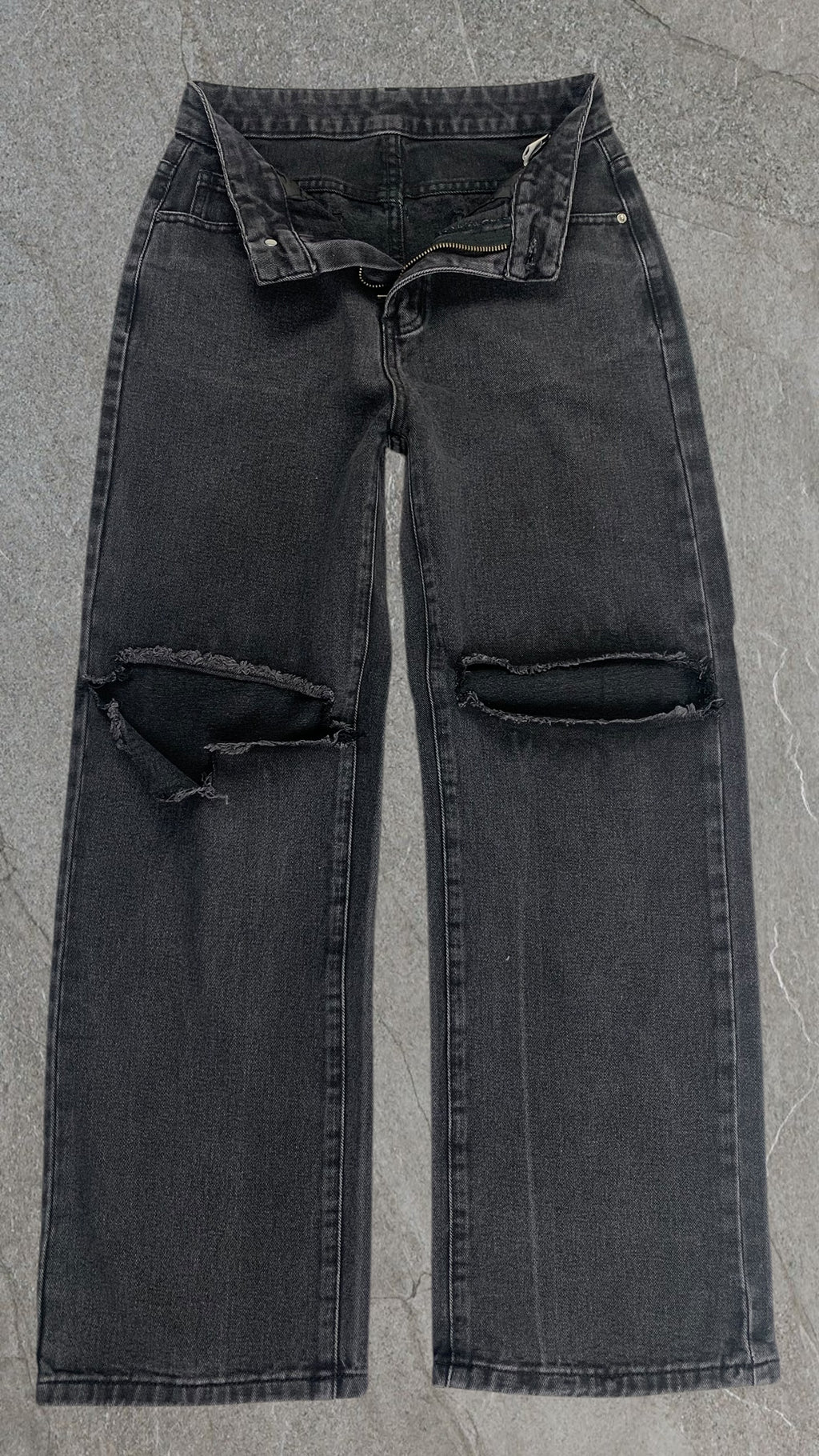 SHEIN KNEE RIPPED WIDE LEG JEANS - UK 8