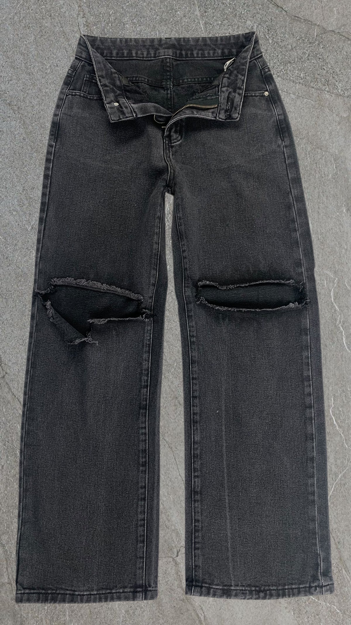 SHEIN KNEE RIPPED WIDE LEG JEANS - UK 8