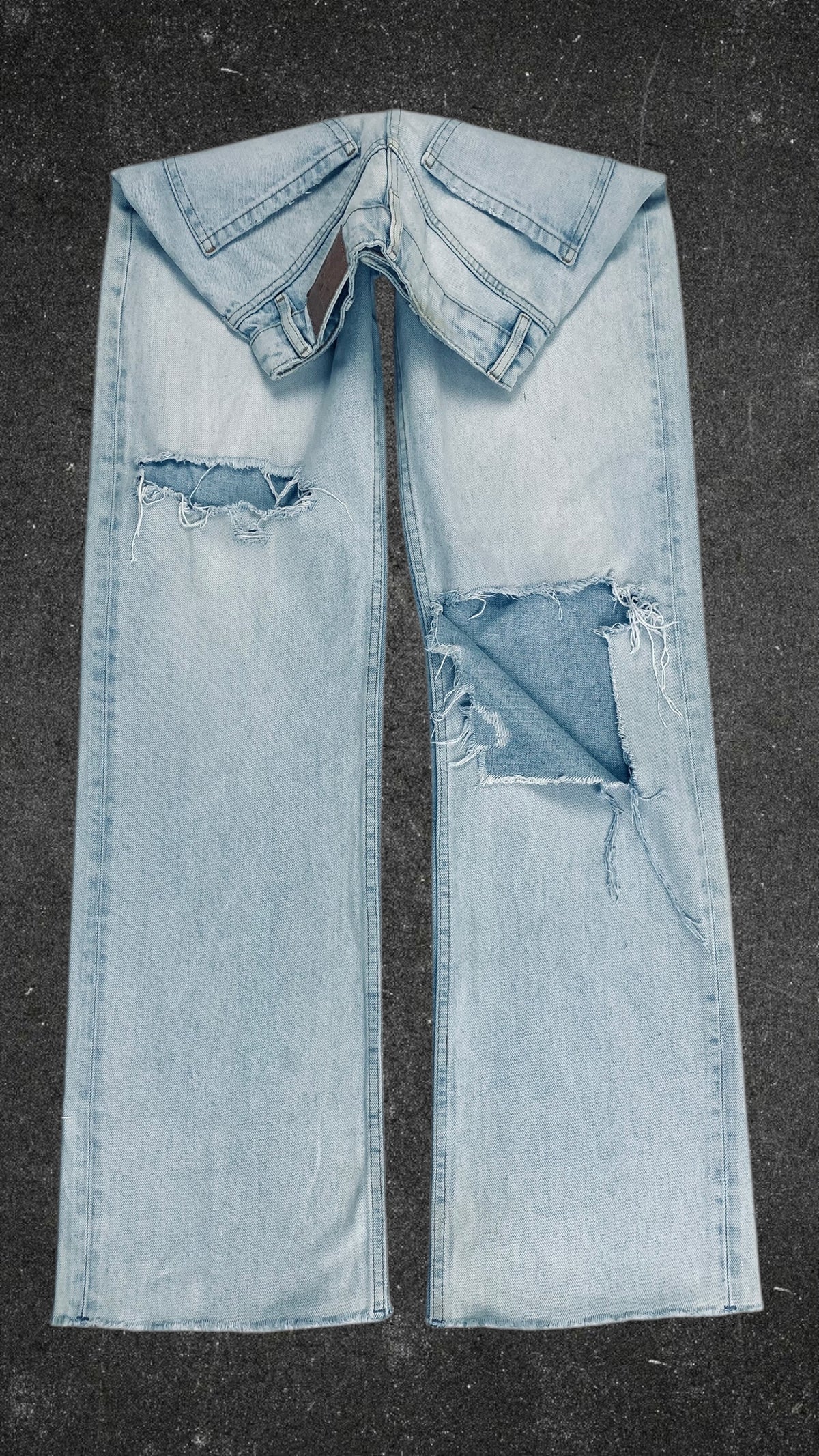 FB SISTER KNEE RIPPED WIDE LEG JEANS - UK 8