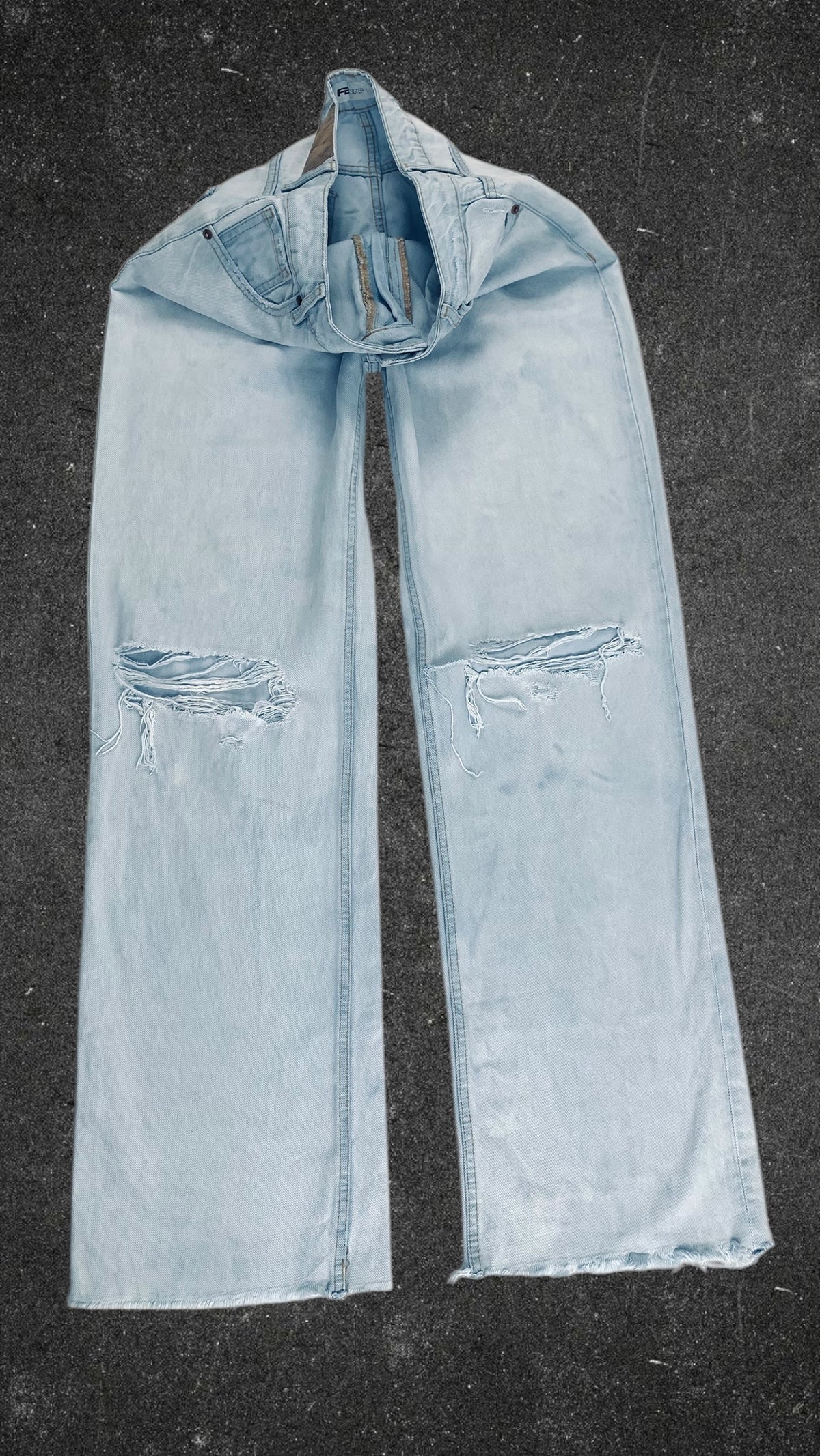 FB SISTER KNEE RIPPED WIDE LEG JEANS - UK 10