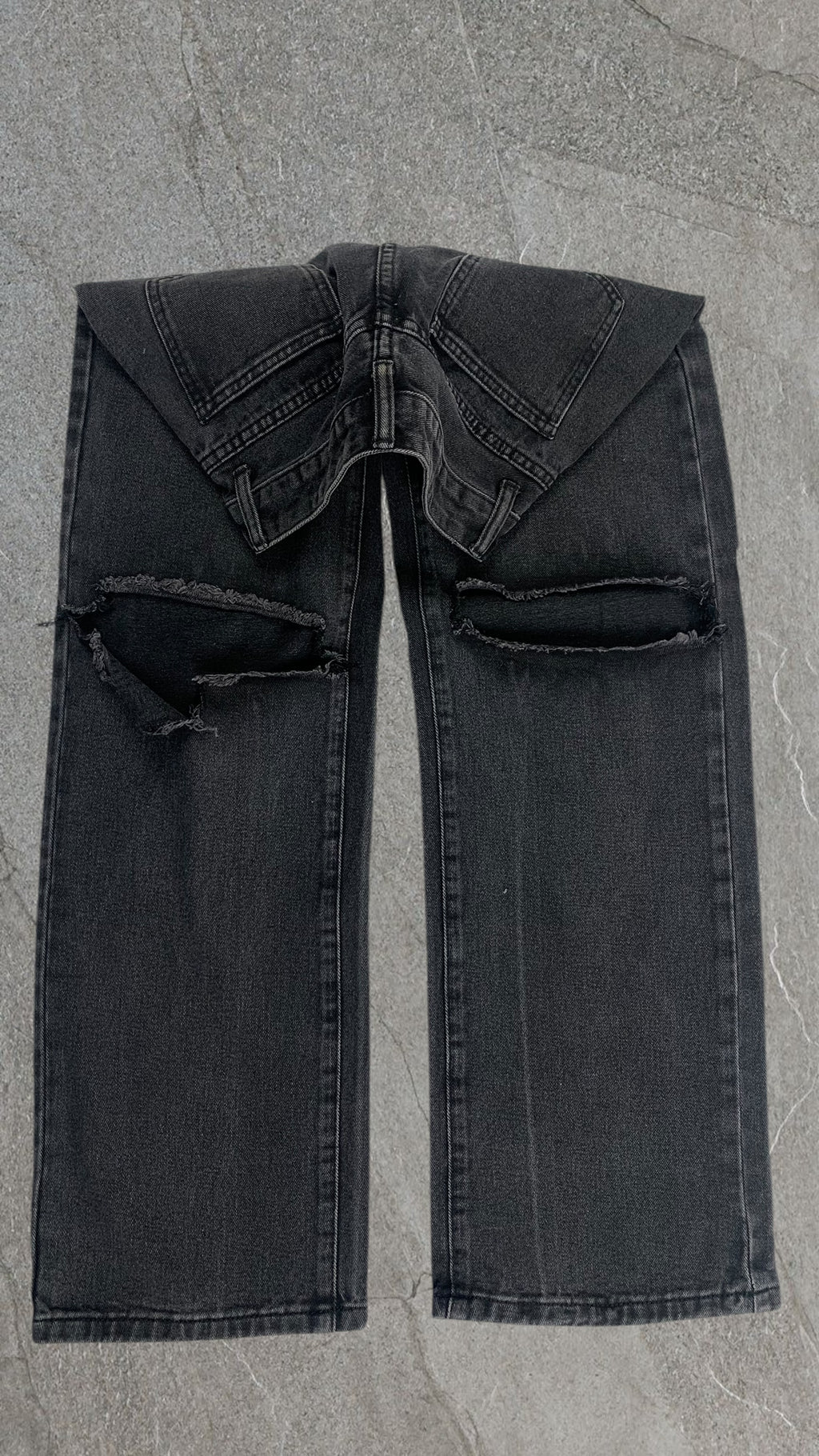 SHEIN KNEE RIPPED WIDE LEG JEANS - UK 8