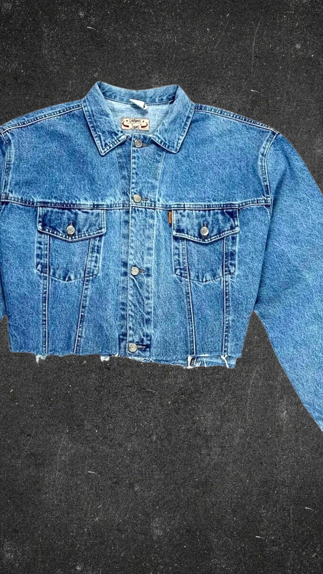 VINTAGE CARDENAS INTERNATIONAL CROPPED DENIM JACKET - UK 12 - 14