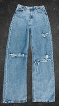 H&M KNEE RIPPED WIDE LEG - UK 4