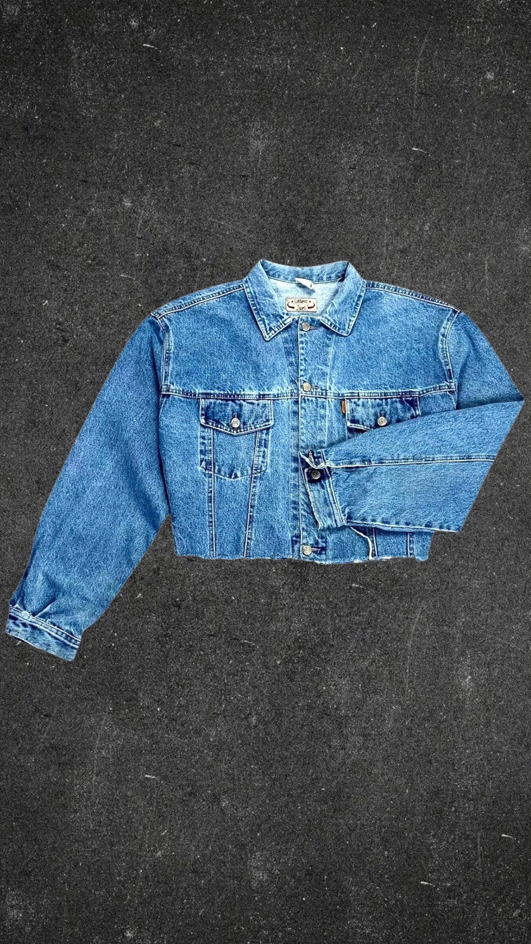 VINTAGE CARDENAS INTERNATIONAL CROPPED DENIM JACKET - UK 12 - 14