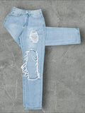 SHEIN TAPERED  RIPPED  VINTAGE JEANS