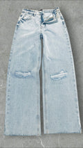 SHEIN RIPPED KNEE WIDE LEG JEANS