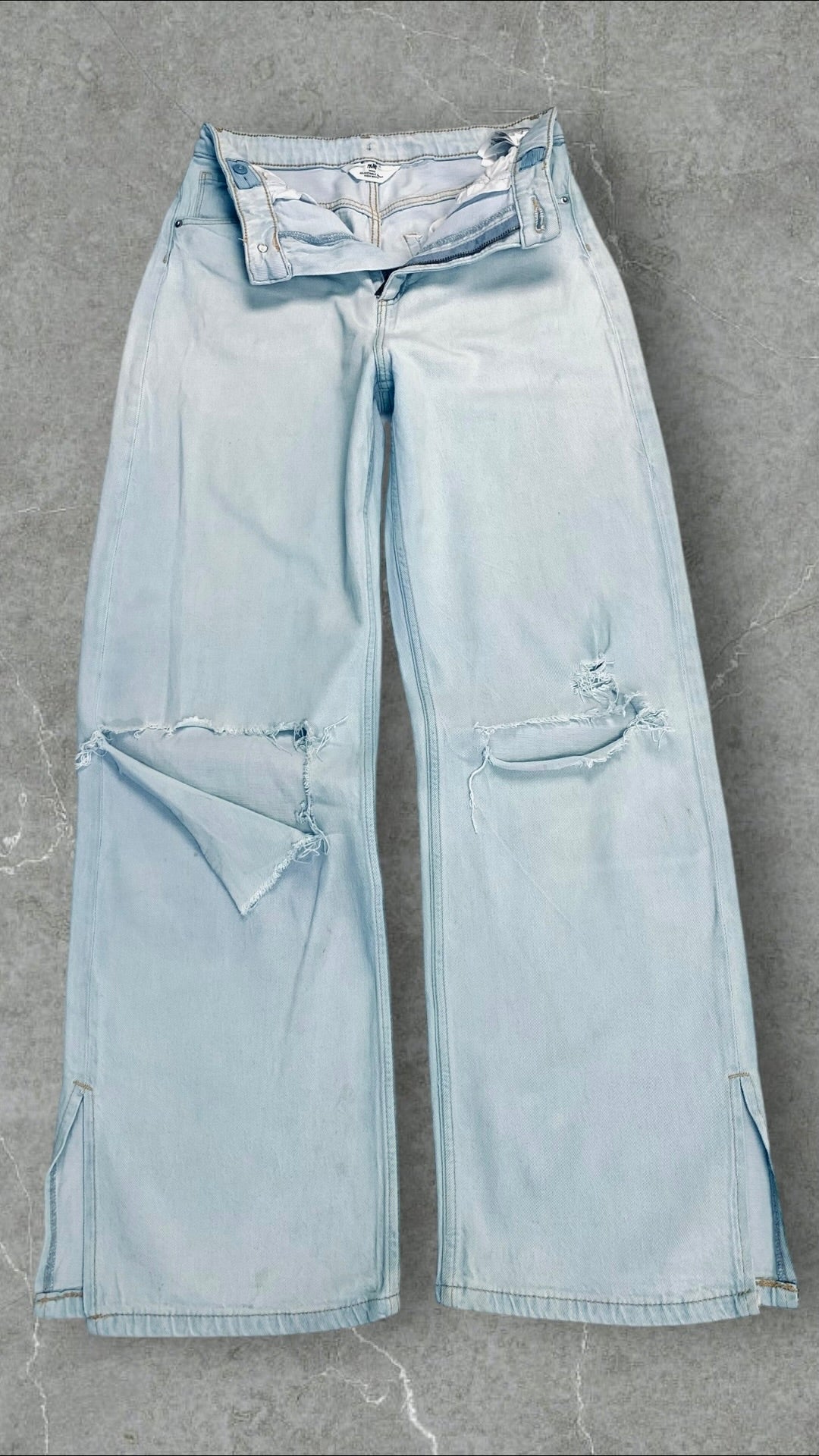 H&M ADJUSTABLE WAIST WIDE LEG JEANS