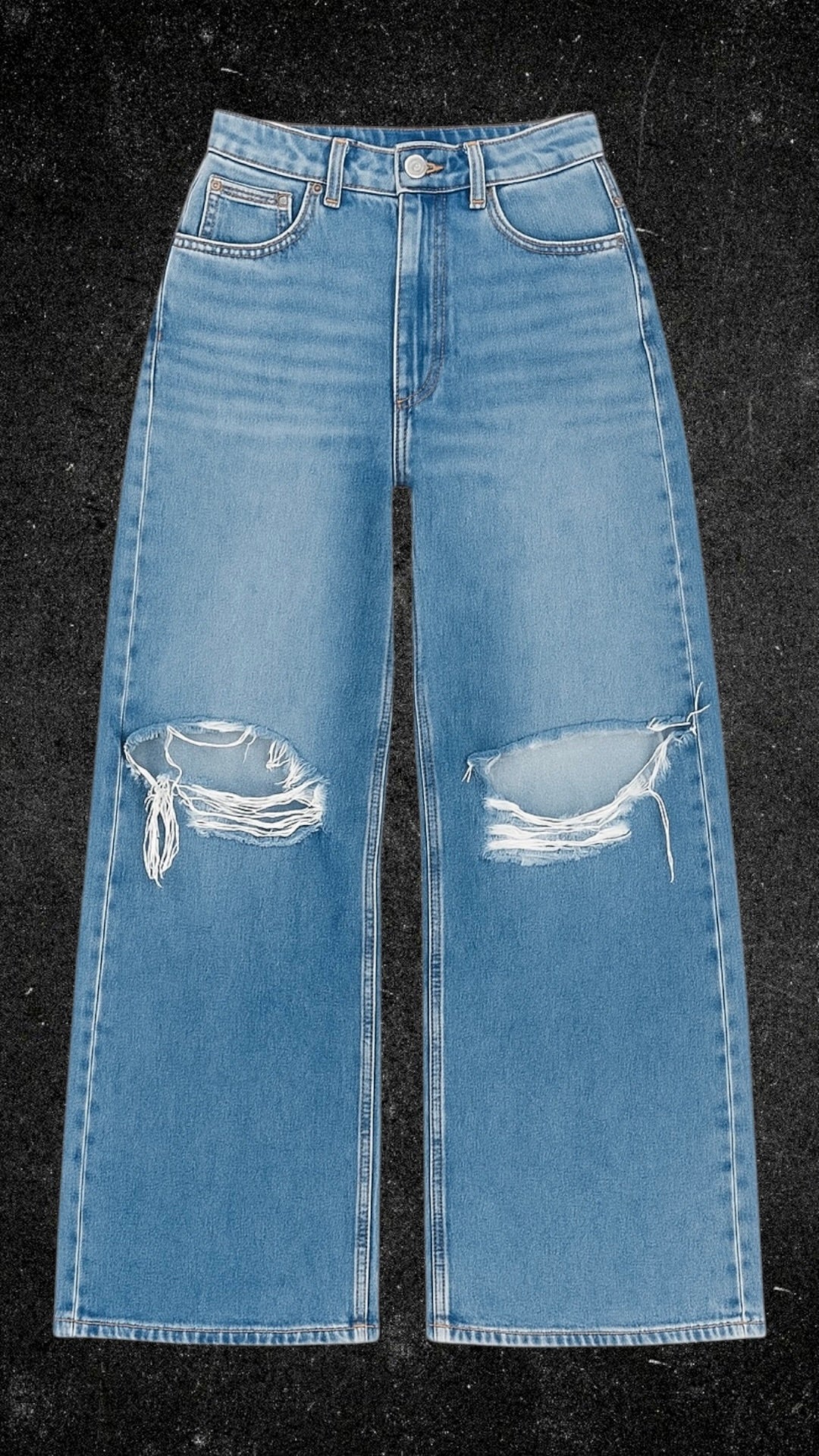 H&M RIPPED KNEE WIDE LEG JEANS - UK 6
