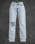 NASTY GAL KNEE RIPPED STRAIGHT LEG JEANS - UK 10