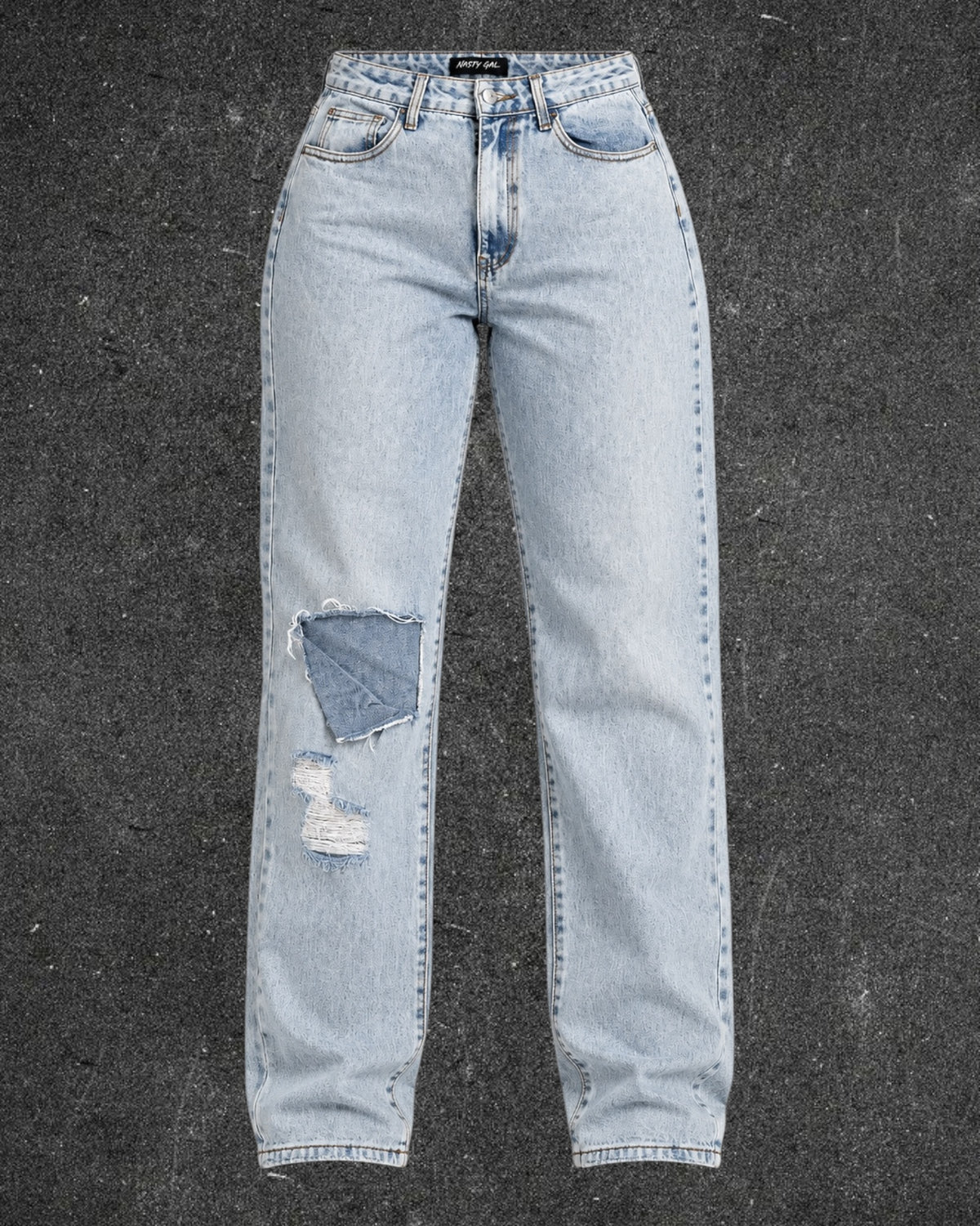 NASTY GAL KNEE RIPPED STRAIGHT LEG JEANS - UK 10