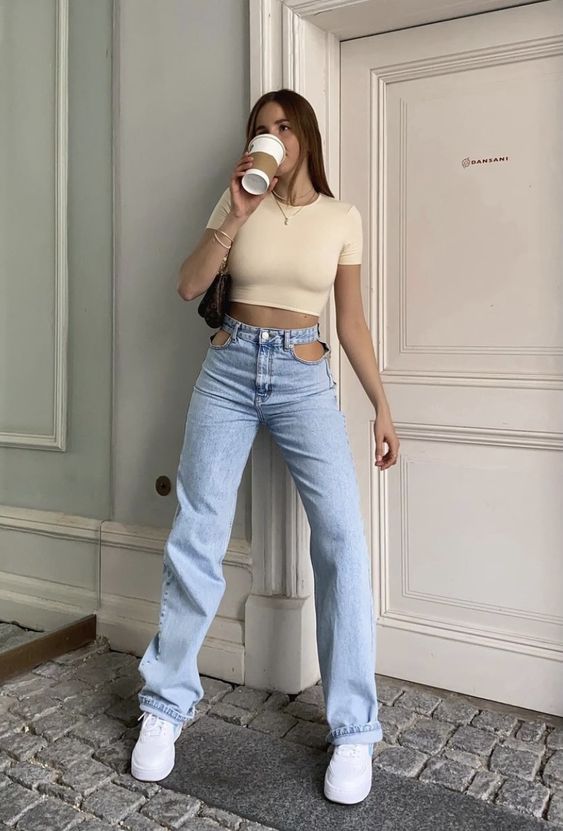DENIM CO CUT OUT POCKET STRAIGHT LEG VINTAGE JEANS - UK 8